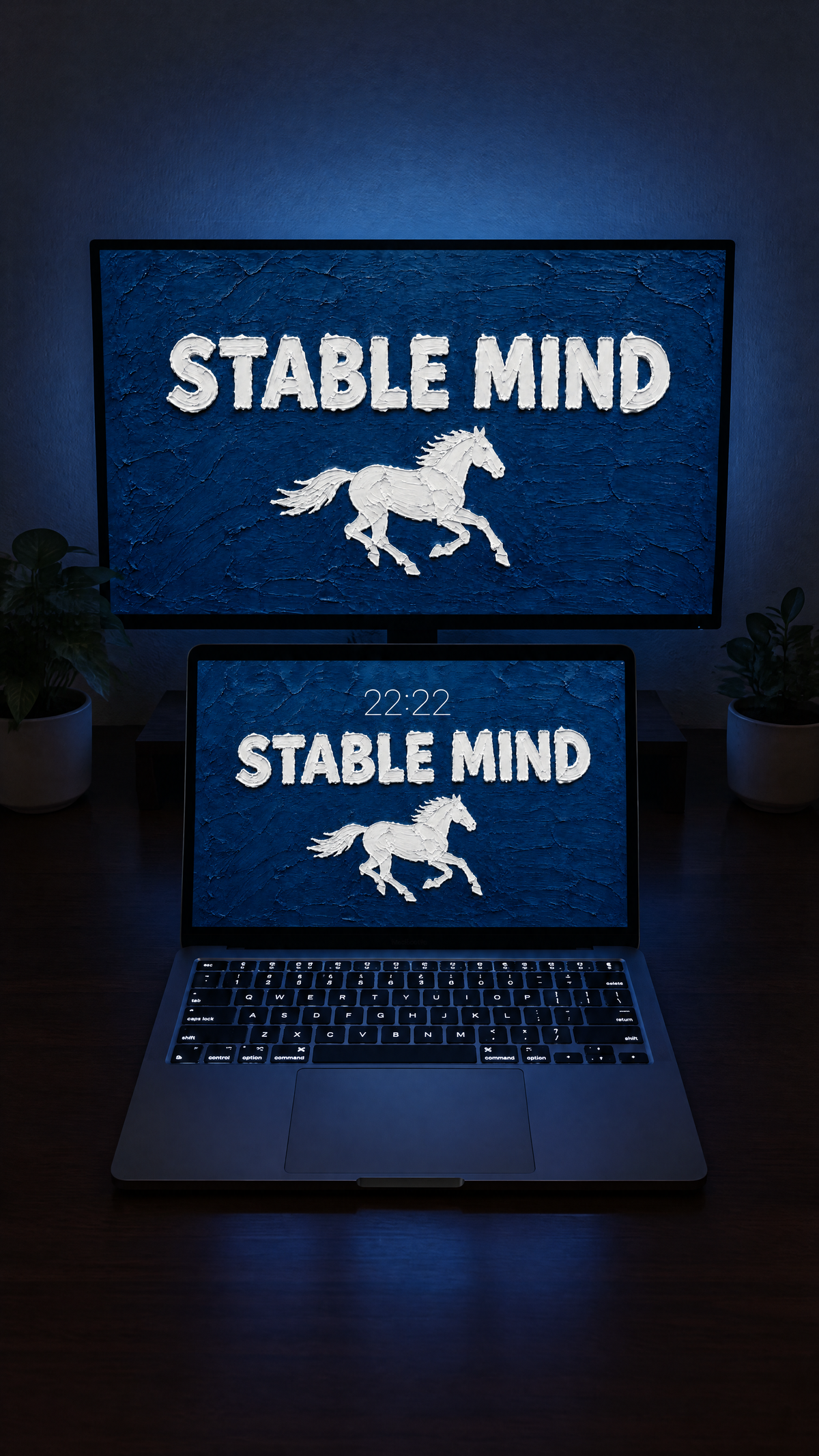 Equestrian oil paint wallpaper in 4K on a MacBook