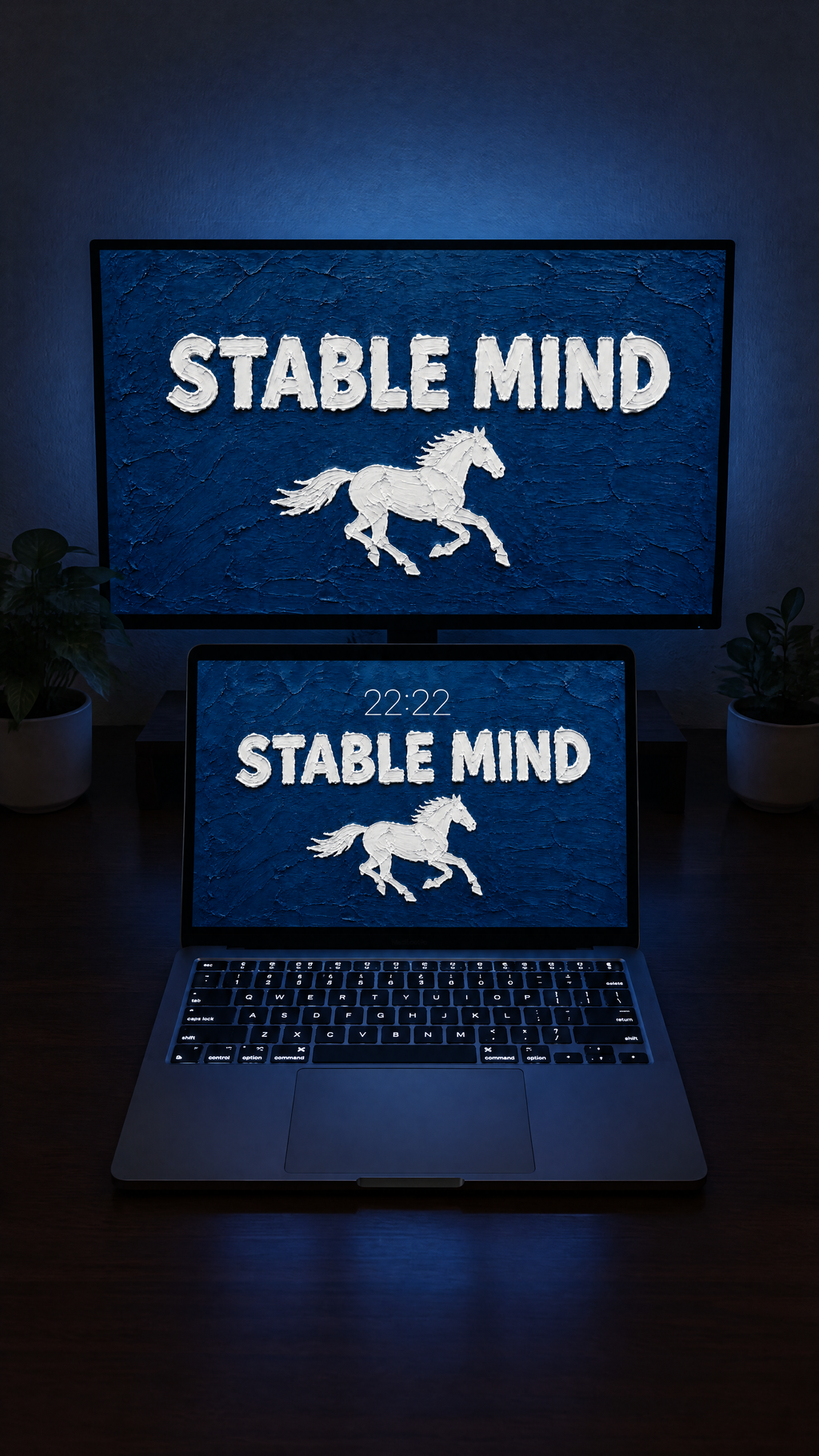 Equestrian oil paint wallpaper on a MacBook