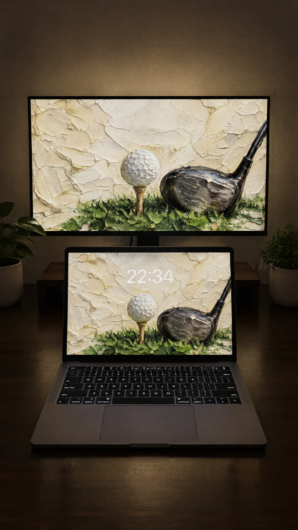 Free golf oil paint wallpaper in 4K on a MacBook