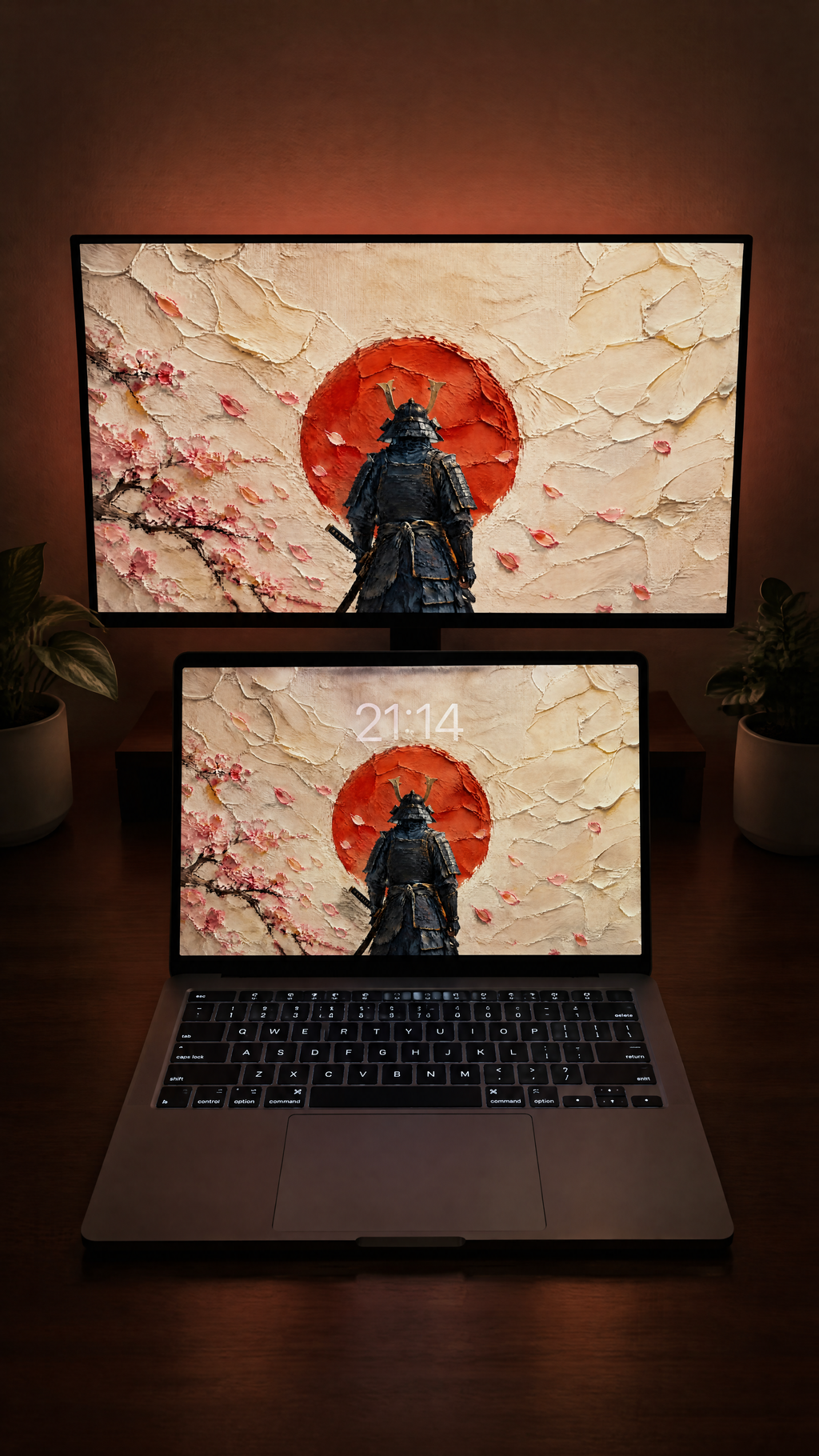 Japan oil paint wallpaper in 4K on a MacBook