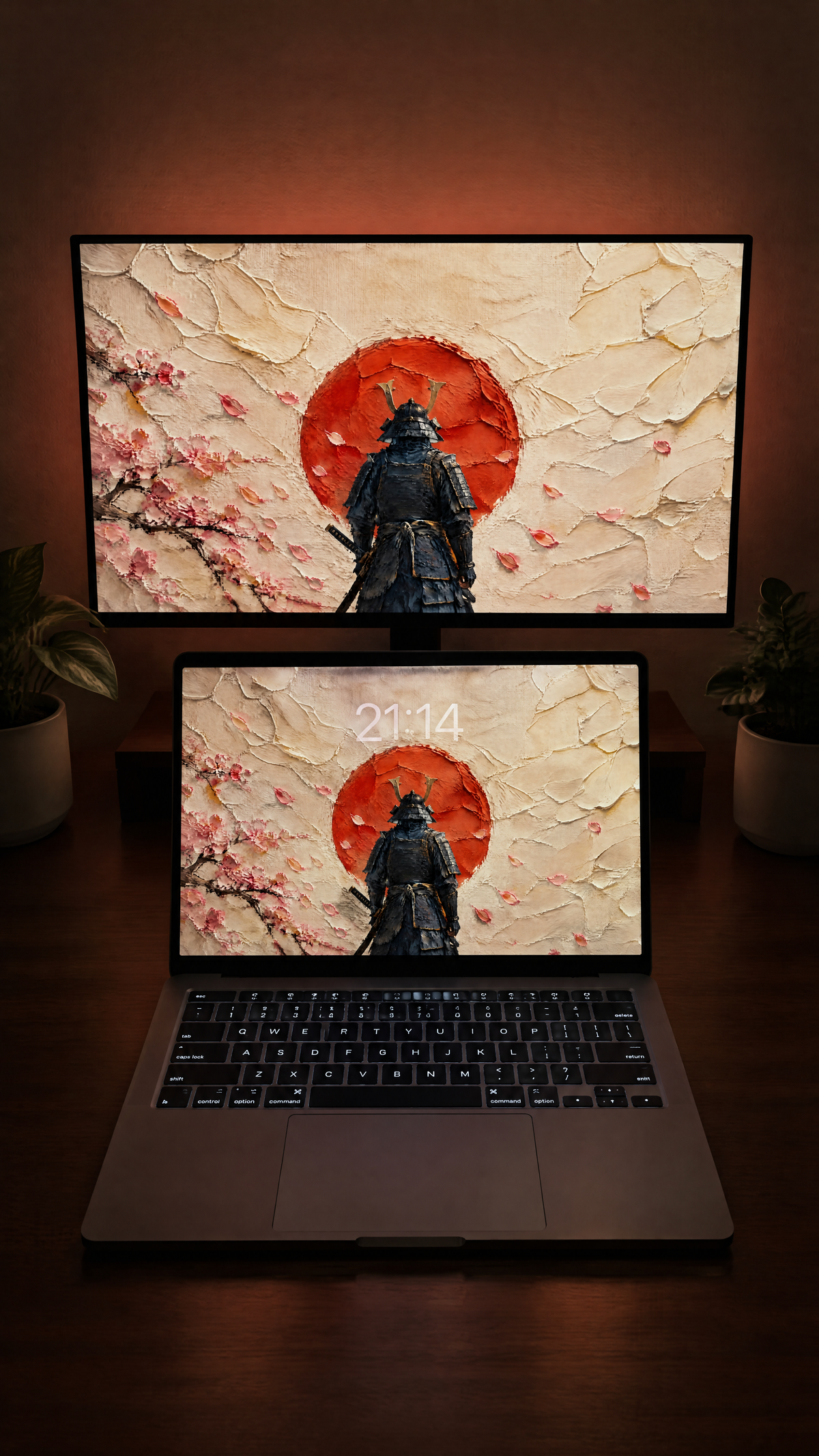 Japan oil paint wallpaper in 4K on a MacBook