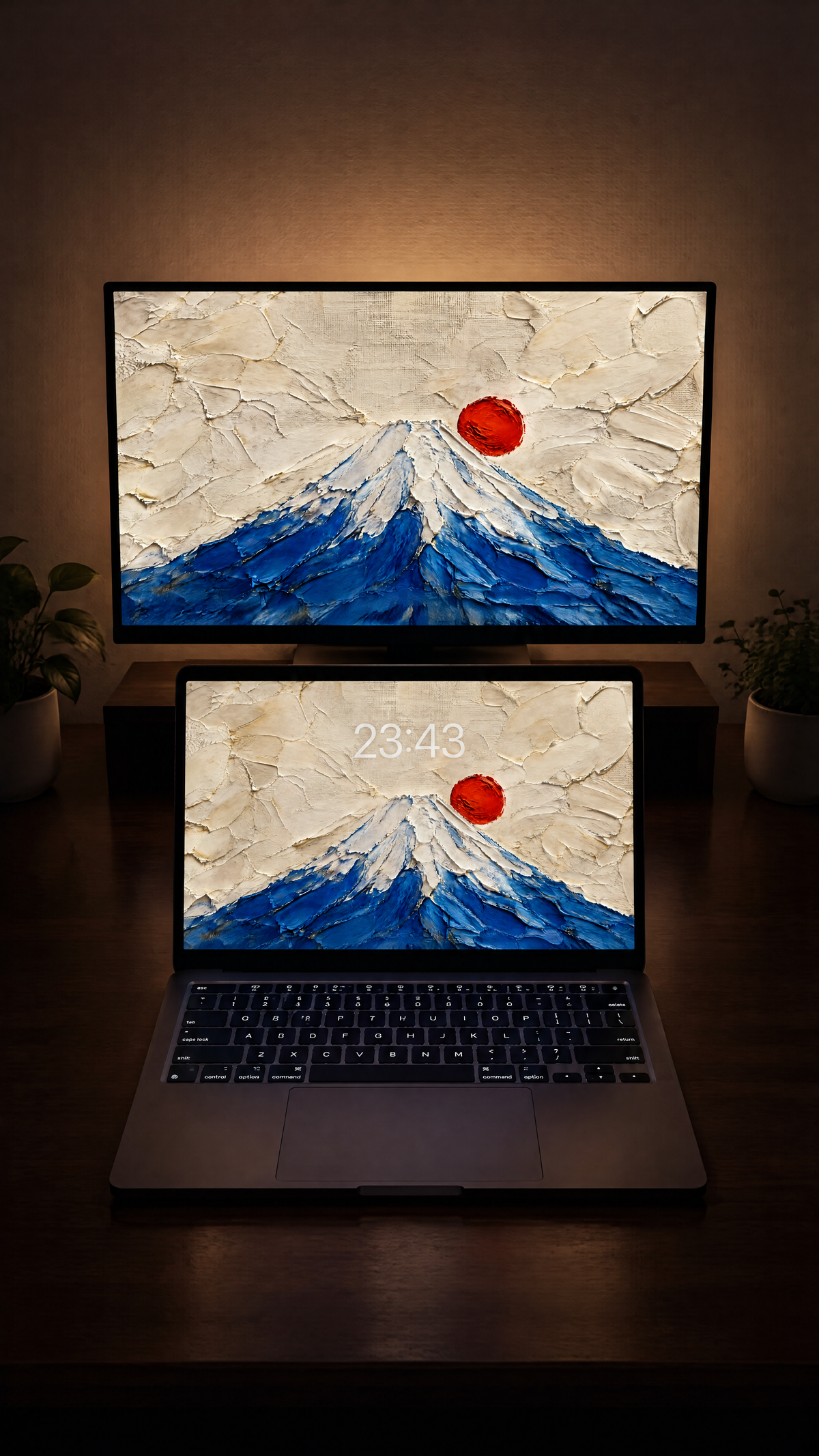 Japan oil paint wallpaper in 4K on a MacBook