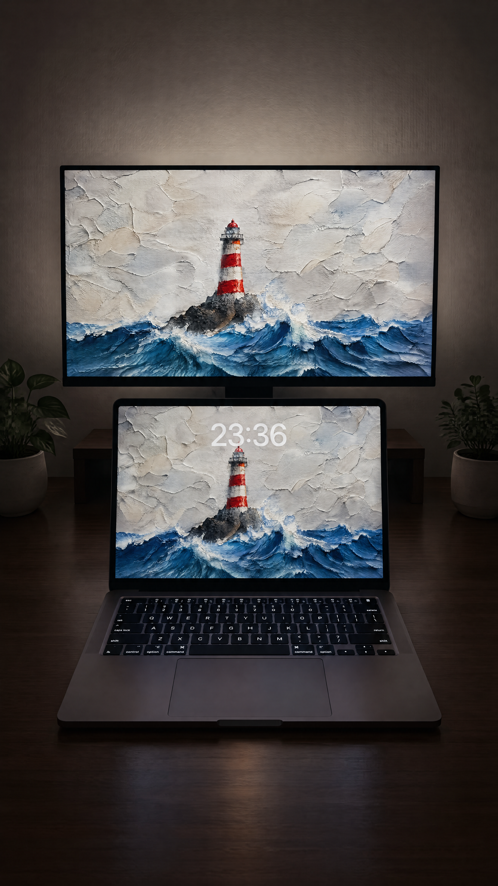 Free sailing oil paint wallpaper in 4K on a MacBook