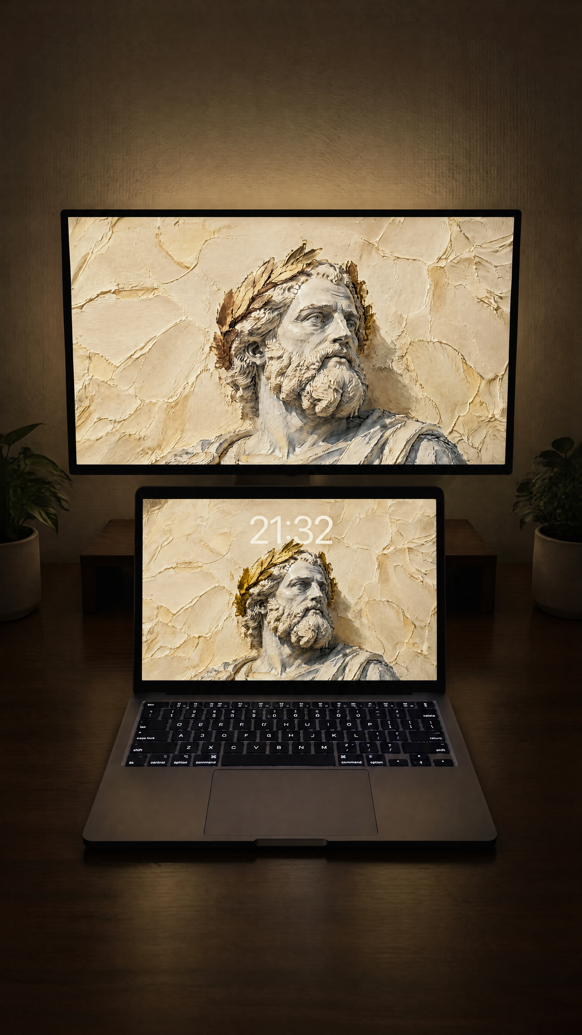 Free antiquity oil paint wallpaper in 4K on a MacBook
