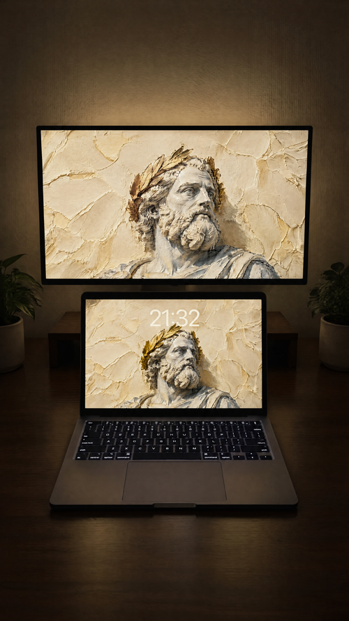 Free antiquity oil paint wallpaper in 4K on a MacBook