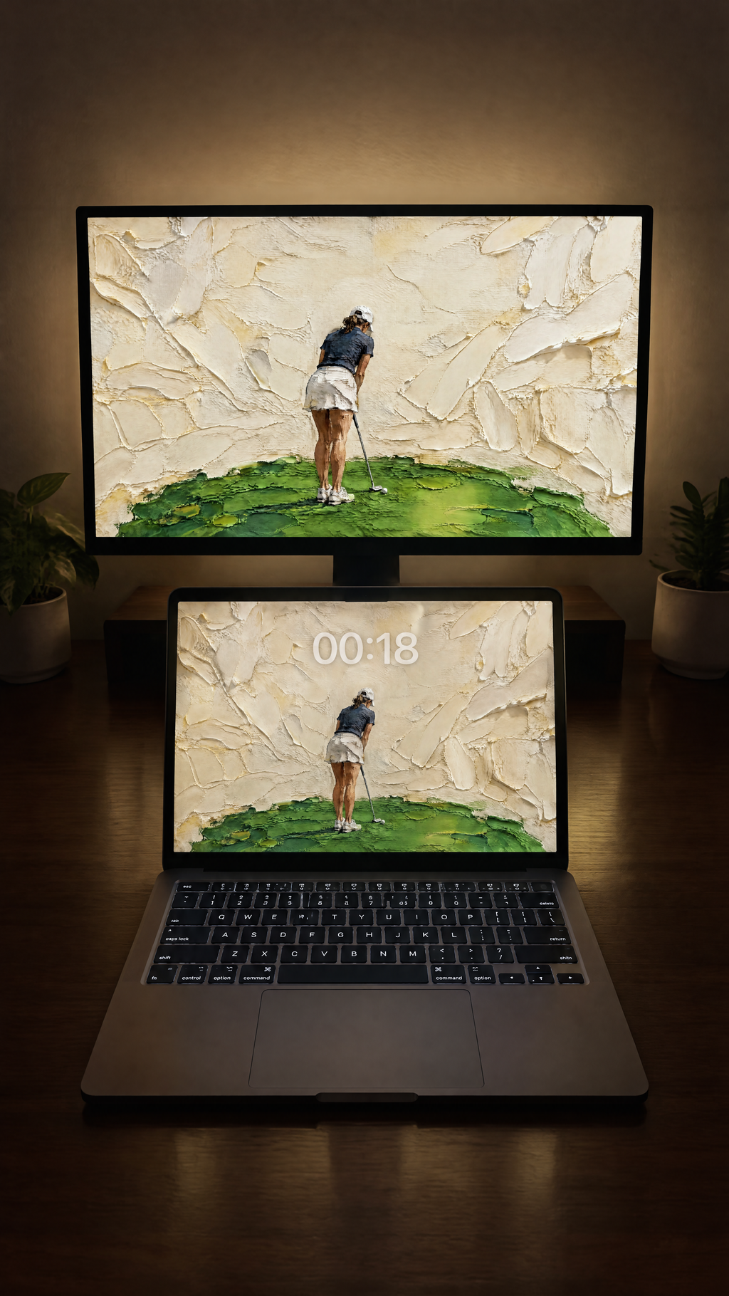 Golf oil paint wallpaper in 4K on a MacBook