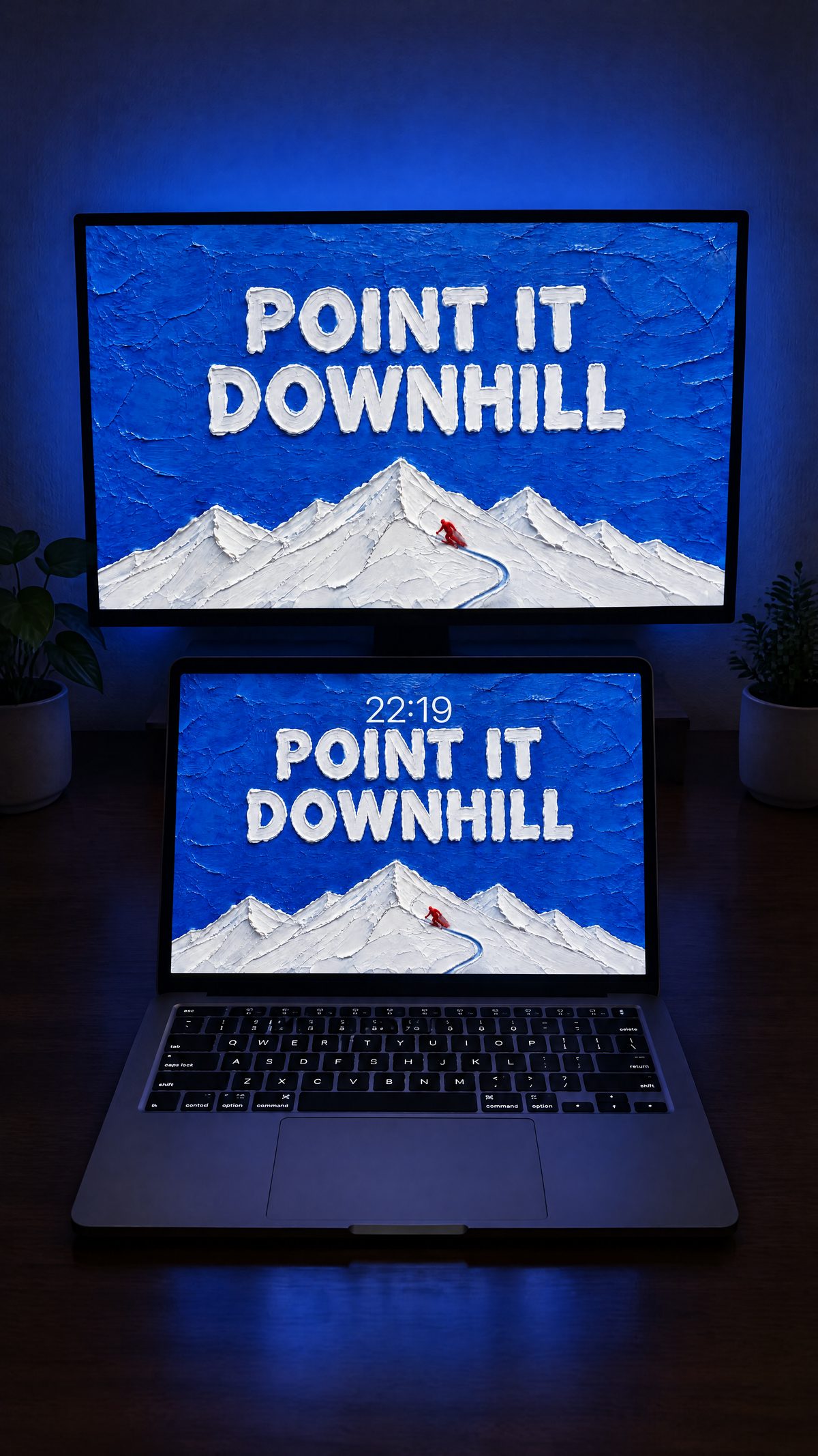 Ski oil paint wallpaper in 4K on a MacBook