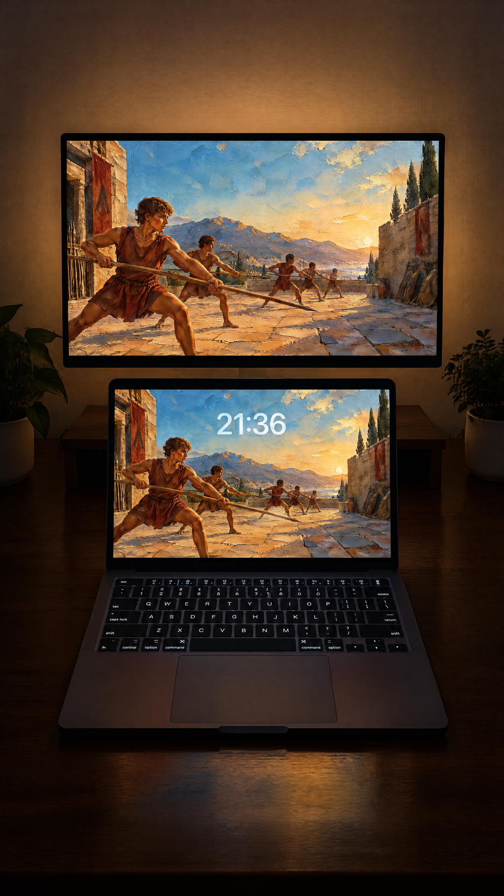 Antiquity oil paint wallpaper on a MacBook
