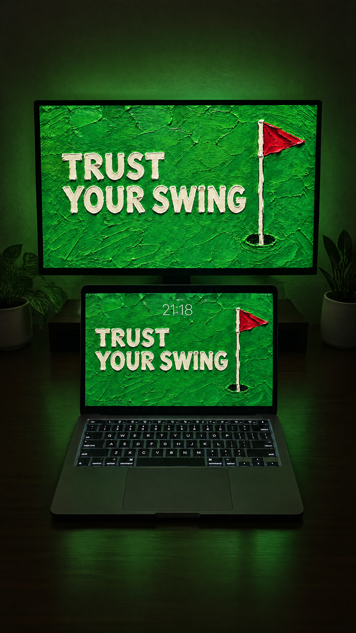Golf oil paint wallpaper in 4K on a MacBook