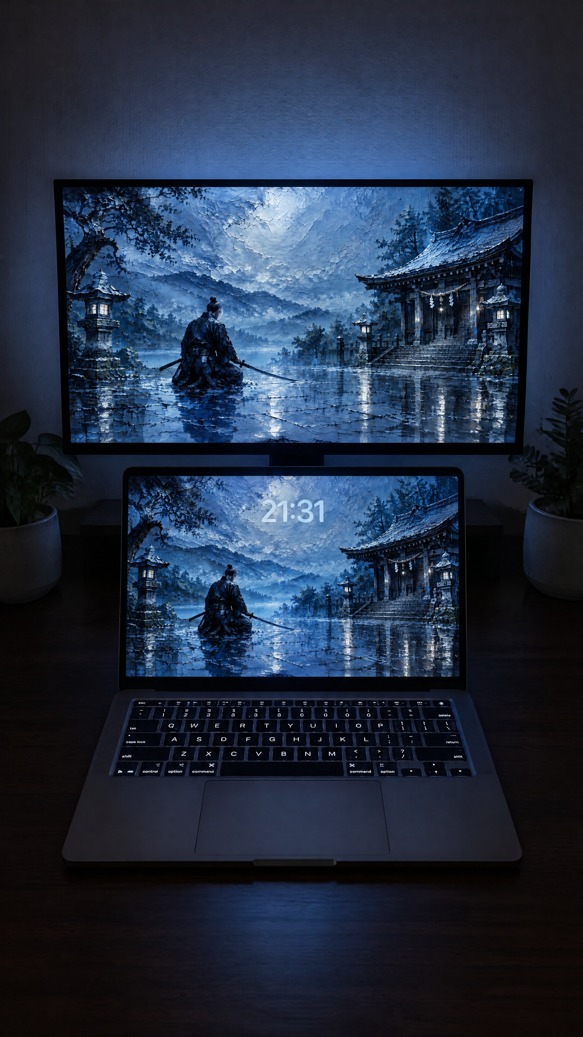 Japan oil paint wallpaper in 4K on a MacBook