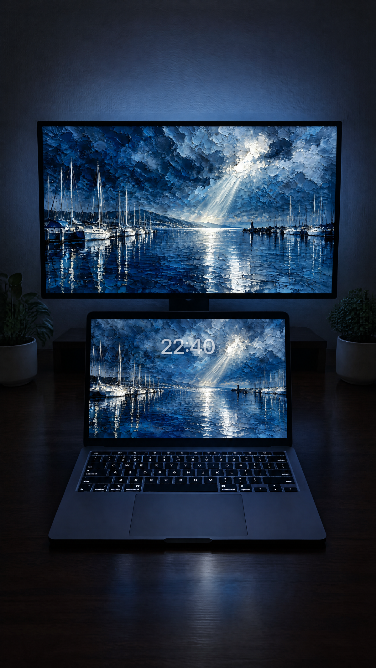 Sailing oil paint wallpaper in 4K on a MacBook