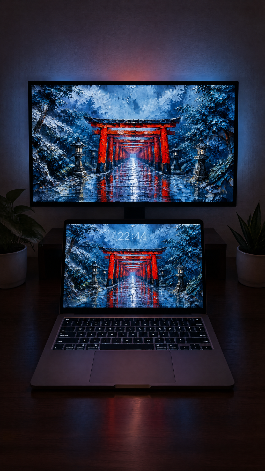 Japan oil paint wallpaper in 4K on a MacBook