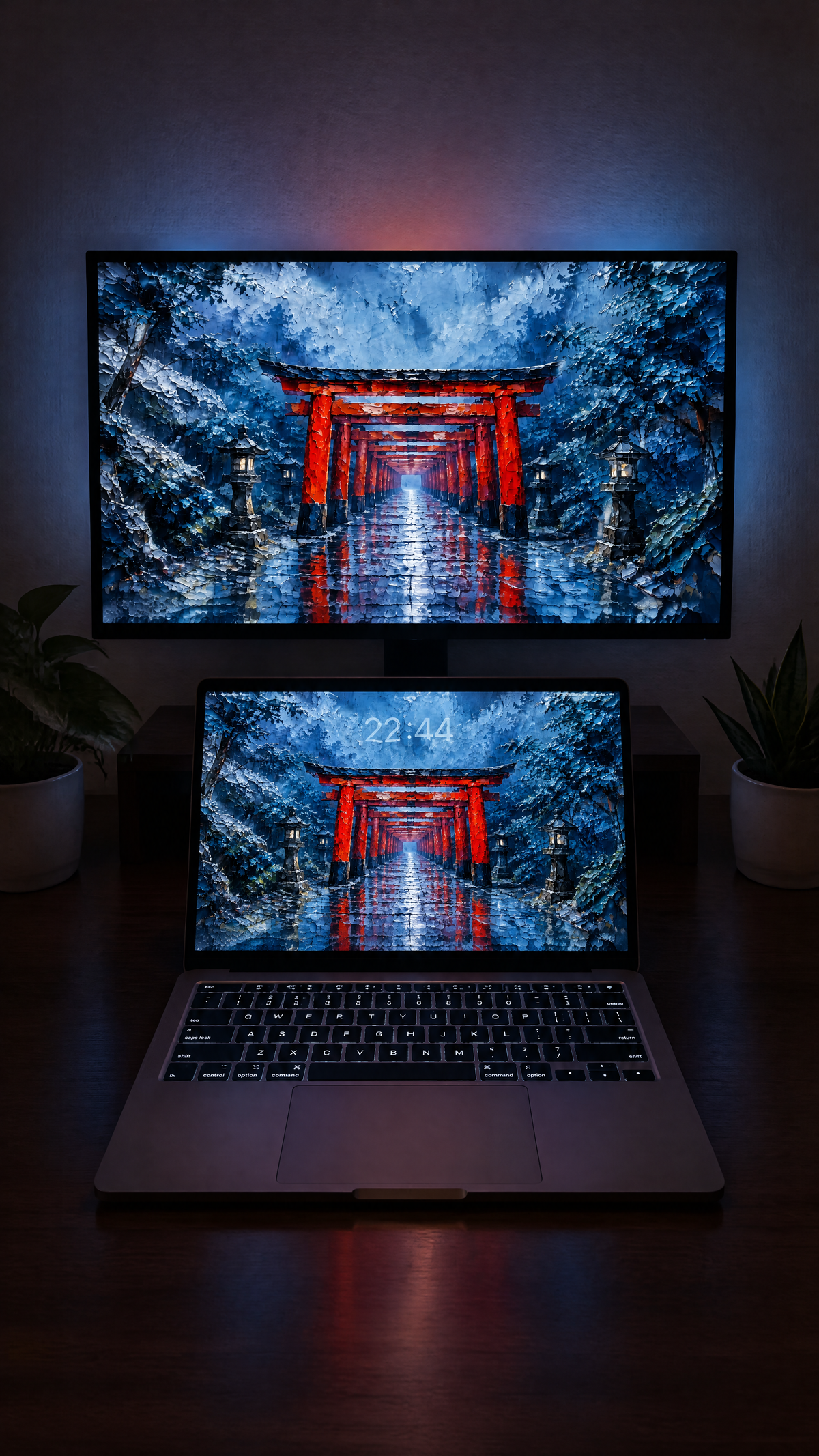 Japan oil paint wallpaper in 4K on a MacBook