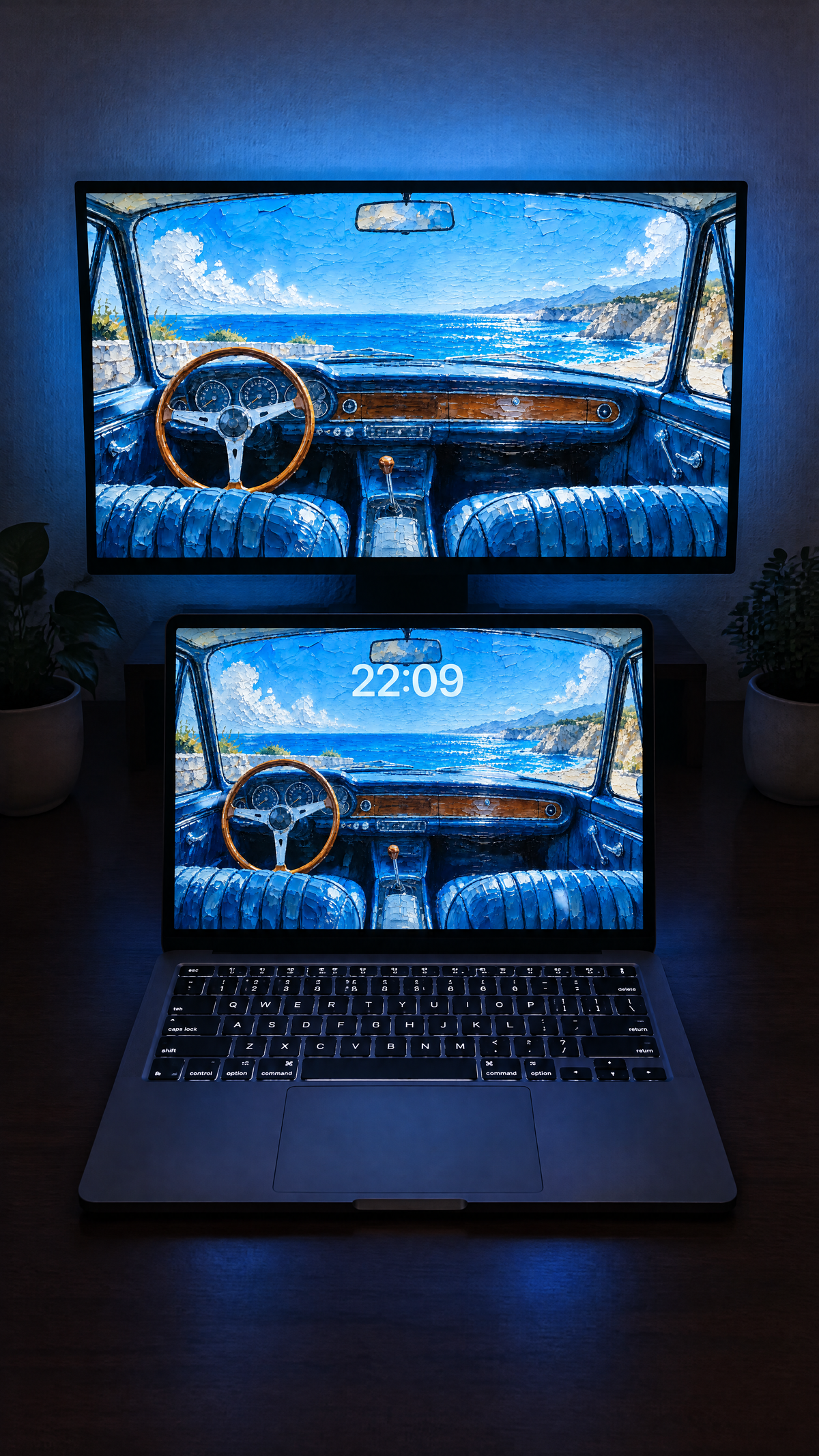 Old Money oil paint wallpaper on a MacBook