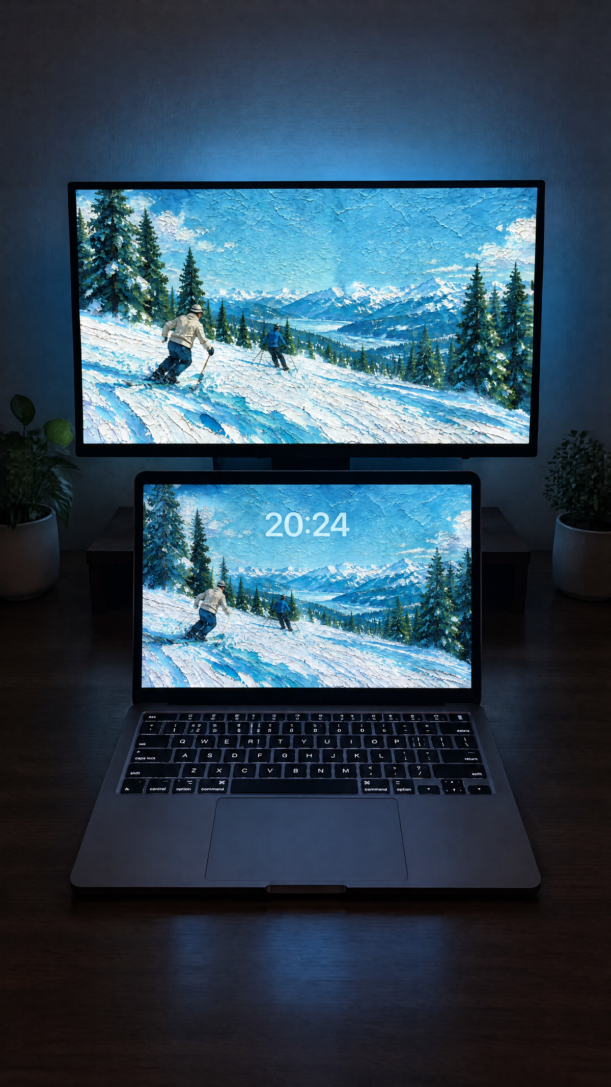 Old money oil paint wallpaper in 4K on a MacBook