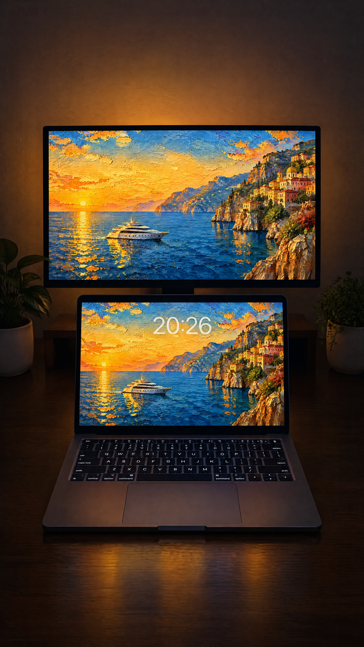 Sailing oil paint wallpaper in 4K on a MacBook